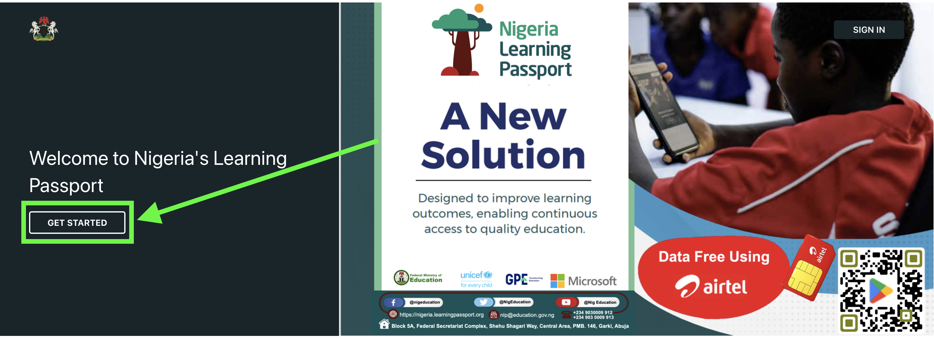 Desktop: NLP homepage — click Get Started